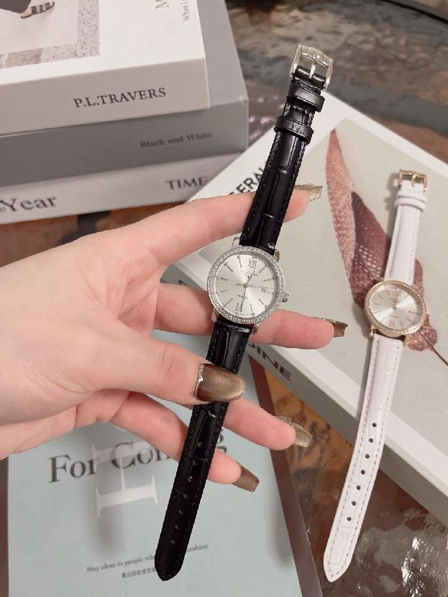 原装进口石英机芯   钢化玻璃 316L精钢表壳 直径女30mm