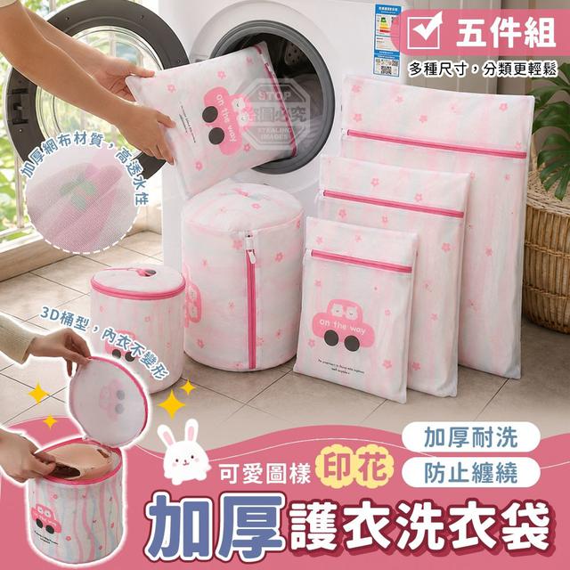 【預購商品】【0707結單】【批發】可愛圖樣印花 加厚護衣洗衣袋5件組 260706-04