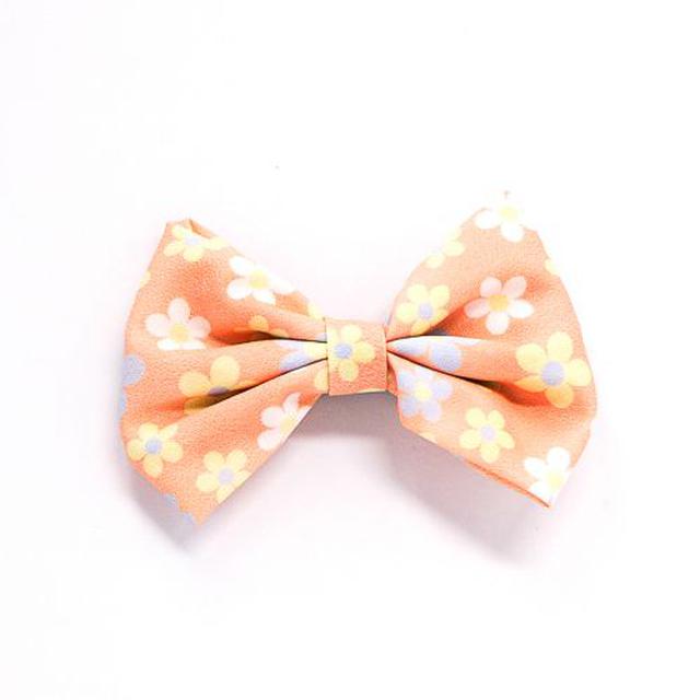 粉嫩碎花蝴蝶結髮夾