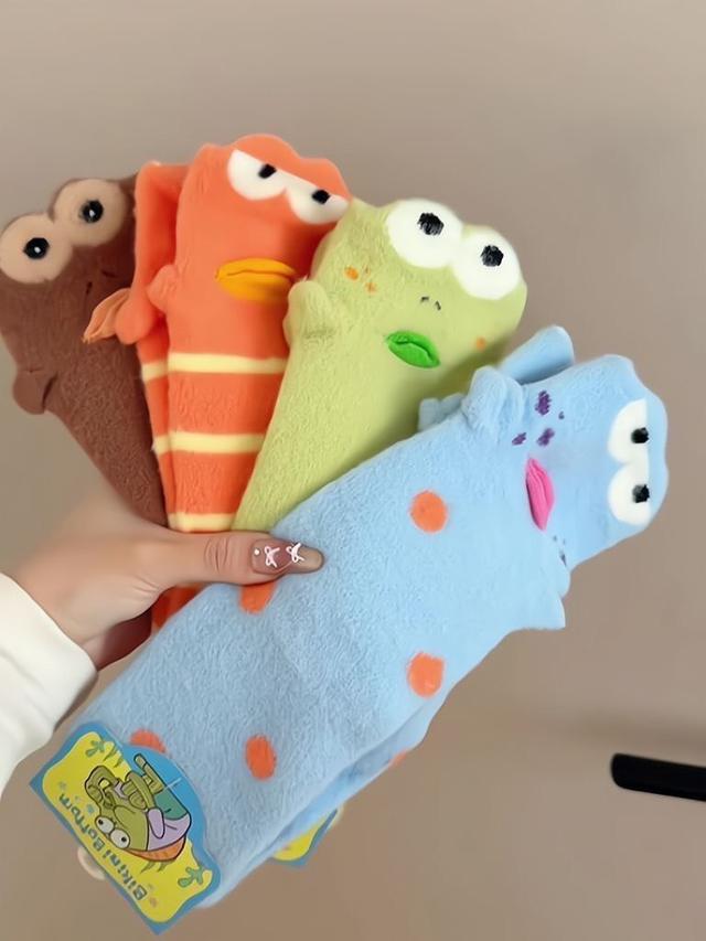 秋冬搞怪立體比奇堡丑魚毛絨中筒襪(預購)