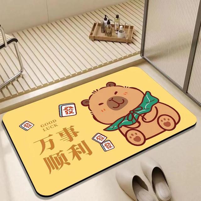 可愛卡皮巴拉硅藻泥吸水地墊(預購)