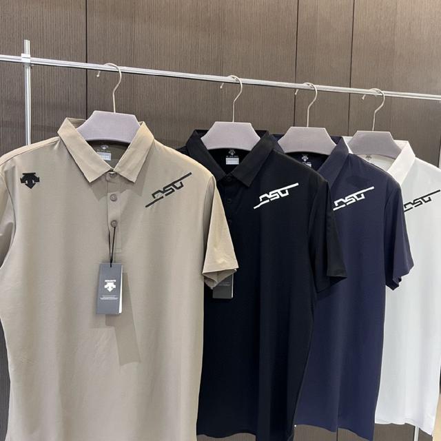 迪桑特DESCENTE 四色新款大字母logo短袖Polo衫冰丝速干专柜同