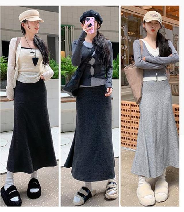 K1393-高貴氣質飄逸高腰顯瘦半身裙子魚尾裙