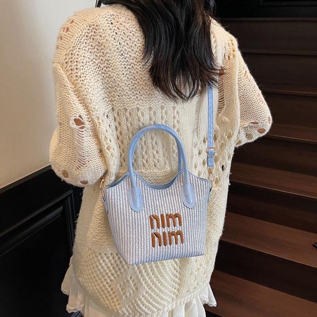 📌時尚流行編織水桶包眾單肩斜挎包包