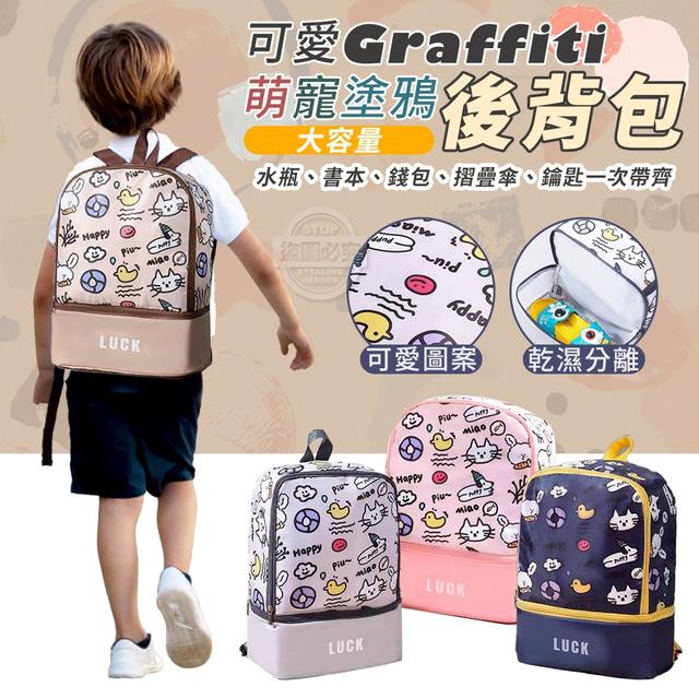 【預購商品】【0524結單】【批發】可愛萌寵塗鴉 大容量後背包 250522-02