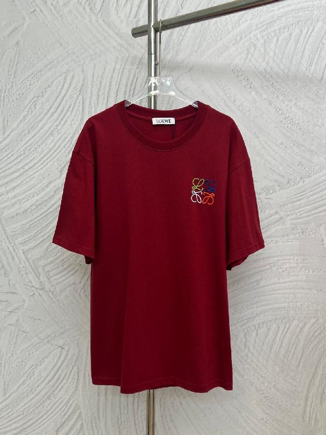 LOEWE 罗意威四色彩绣logo男女同款短袖t恤