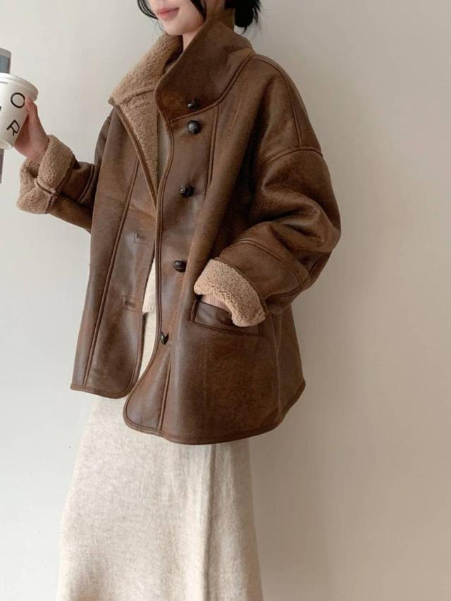 【預購商品】【1214結單】【批發】正韓 羊羔毛帥氣仿皮大衣 120305♨️正韓服飾♨️