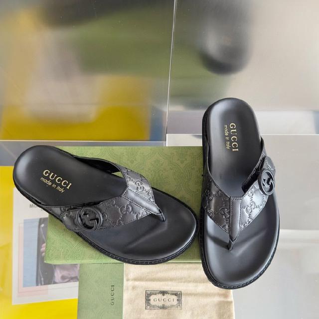 2024Gucci 古奇 夏季新款 双G 老花 夹脚 一字拖 交叉凉鞋 厚底 拖鞋 沙滩鞋