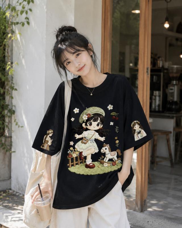 【預購商品】【0605結單】【批發】軟萌女孩仿刺繡短袖上衣 260601-09