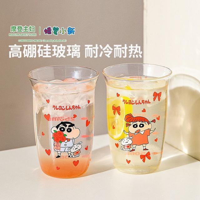 正版聯名蠟筆小新高顏值情侶玻璃杯(預購)