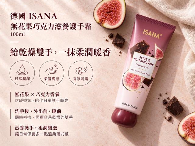 德國 ISANA 無花果巧克力滋養護手霜100ml#10/31