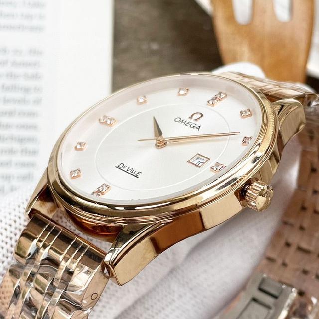 原装进口石英机芯   钢化玻璃 316L精钢表壳 直径