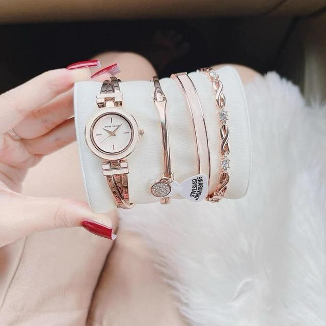(04/12收單) 🇺🇸美國 Anne Klein 玫瑰金施華洛世奇手錶手鍊組
