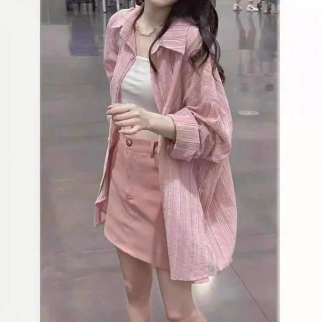 【預購商品】【0408結單】【批發】粉色條紋防曬襯衫 260404-01