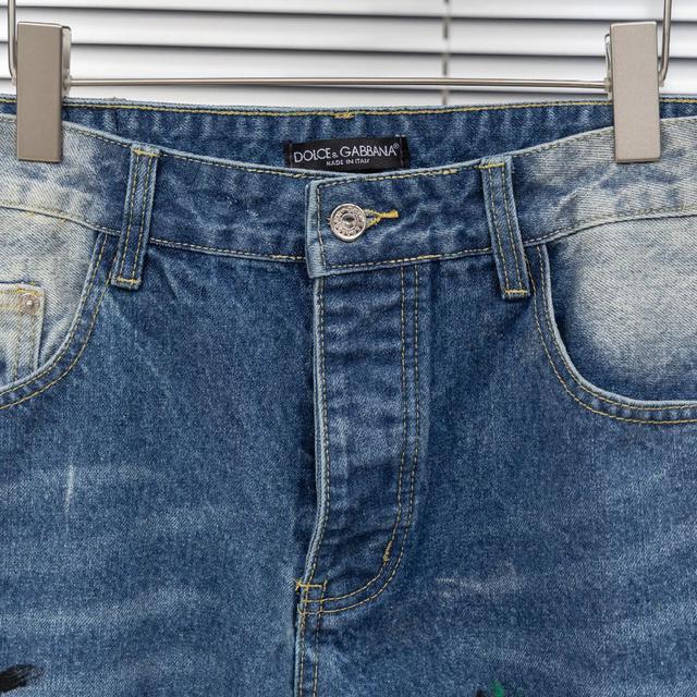 杜嘉班纳DG手绘涂鸦牛仔长裤