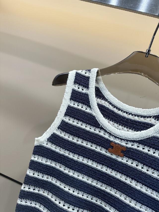 celin·25夏季新款条纹拼色针织背心