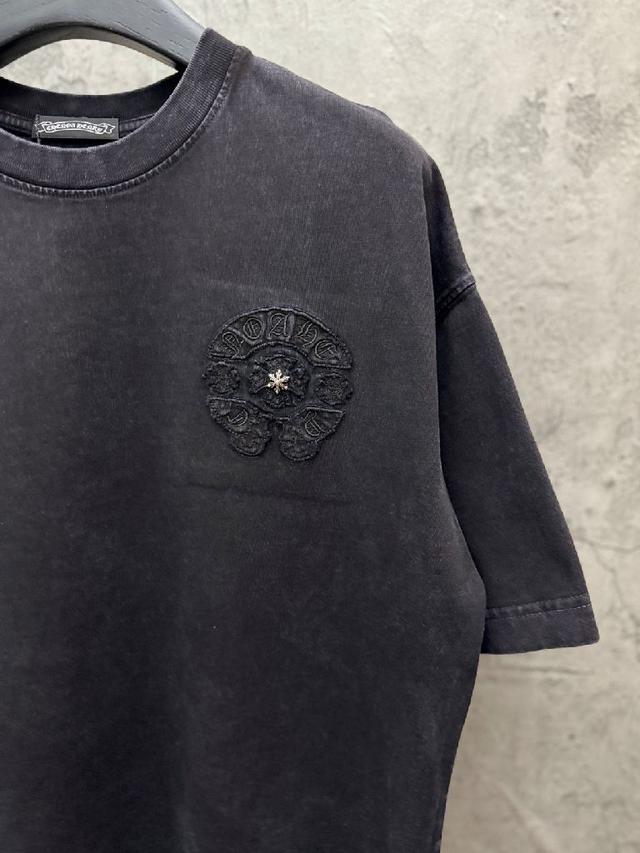 专柜美式洗水贴布刺绣情侣短袖