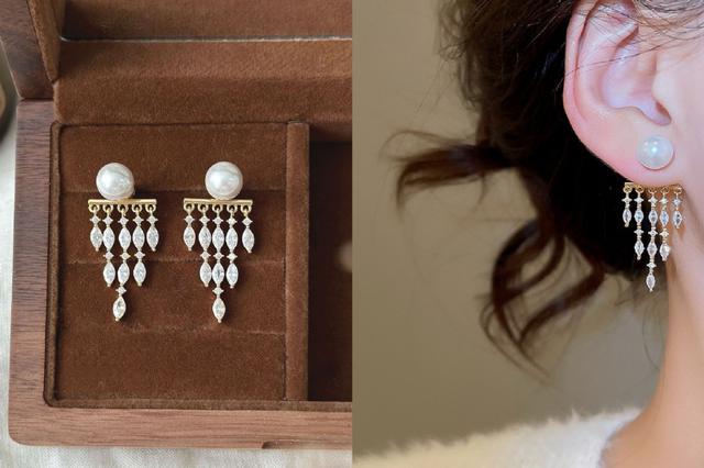 [韓國飾品連線] 正韓S925純銀 一款兩戴優雅輕奢珍珠鋯石流蘇耳環📍韓國連線預購收單日：4/19