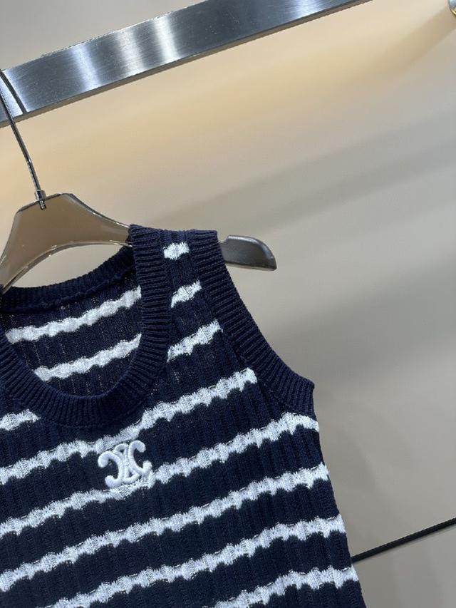 celin·25夏季新款刺绣凯旋门针织背心