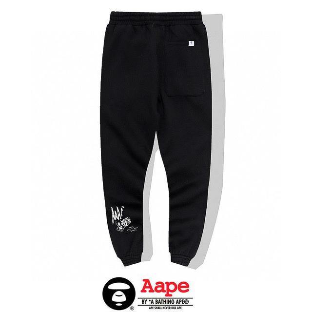 924猿人头AAPE宽松加绒 反光休闲卫裤运动长裤 M L XL XXL