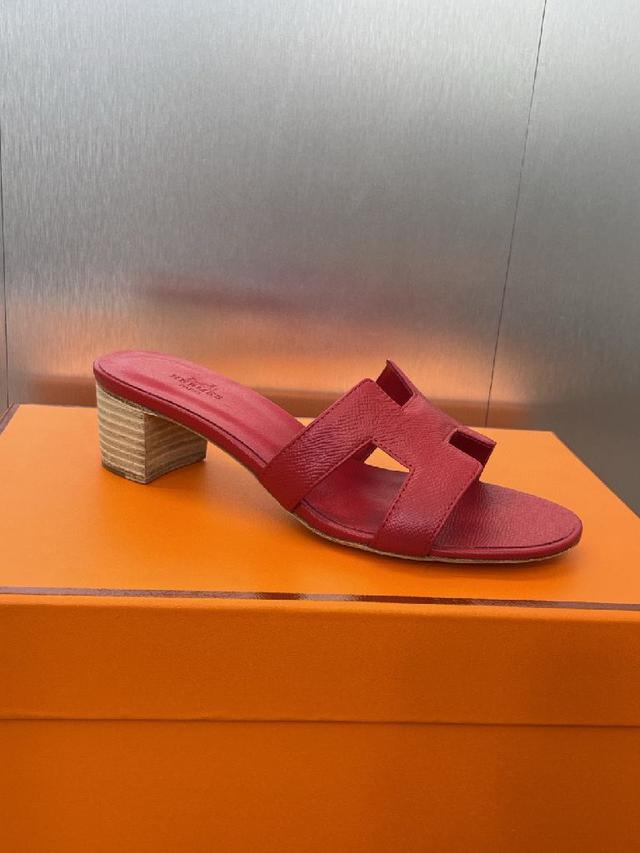 爱马仕 Hermes 春夏经典款 Oran 拼色工字拖女鞋  H家粗跟圆头露趾