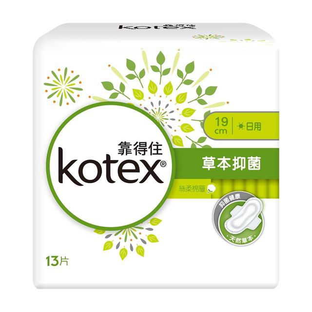 現貨 Kotex 靠得住 草本抑菌 日用 19cm 13片 絲柔棉層 日用 夜用  衛生棉