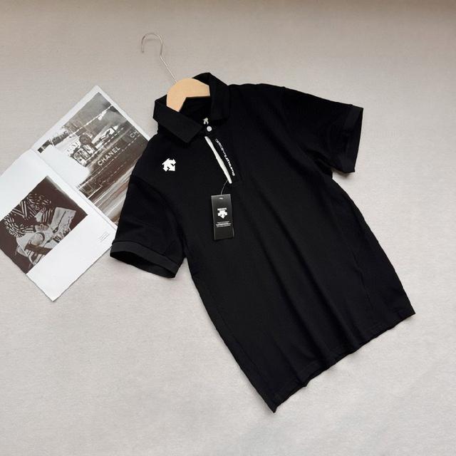迪桑特/DESCENTE 纯色小标LOGO经典款 男女同款夏季新款翻领短袖POLO衫