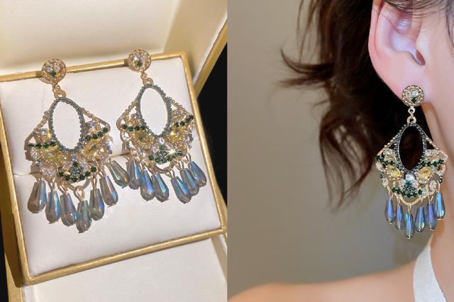 [韓國飾品連線] 正韓S925純銀 輕奢高級感鑲鑽水晶流蘇耳環 📍韓國連線預購收單日：4/19