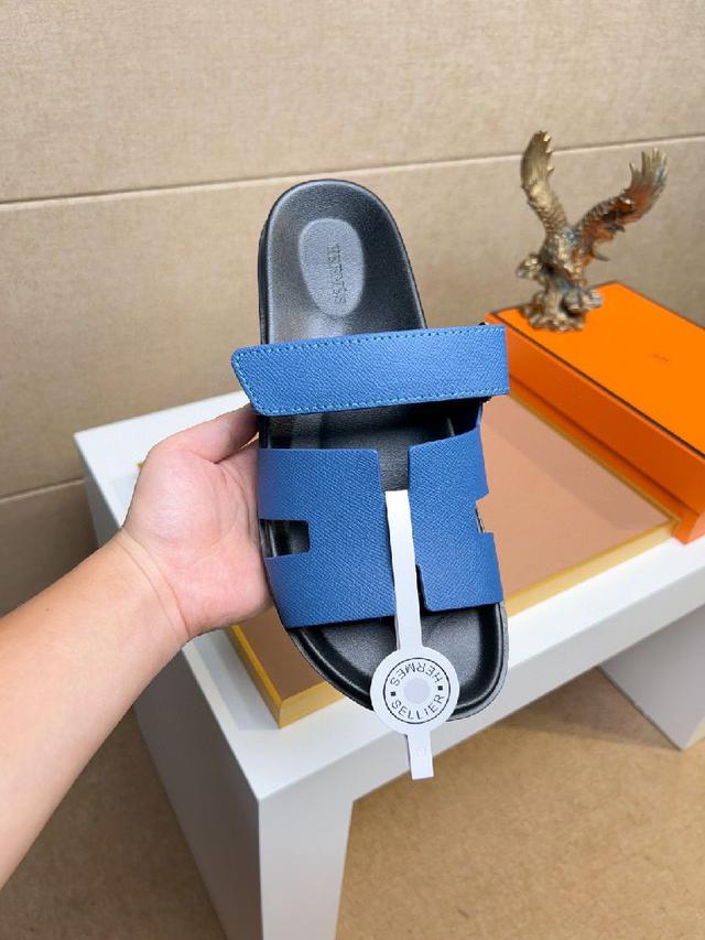 H家 Chypre爱马仕二舅凉鞋[转圈]情侣款上新 小牛皮机能风凉鞋