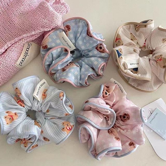 韓系碎花小熊大腸髮圈(預購)