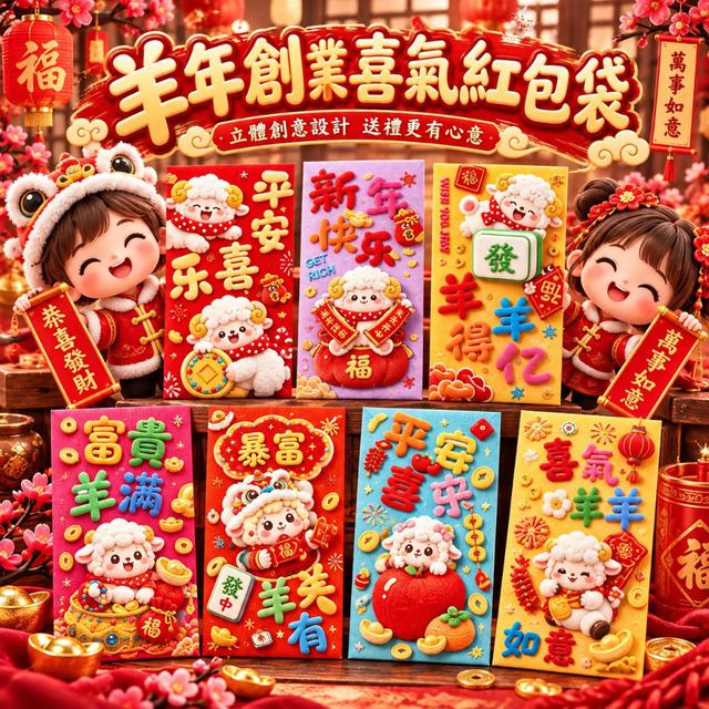 【預購商品】【1029結單】【批發】羊年創意喜氣紅包袋6入*2包 261027-02
