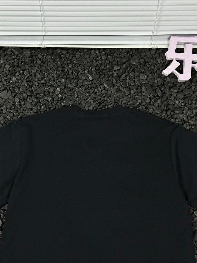 迪桑特宽松休闲时尚百搭纯色线条标识纯棉落肩袖T恤 男女同款 -