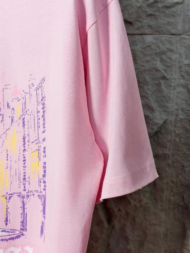 巴黎新款前面以place des vosges直喷印花短袖T恤