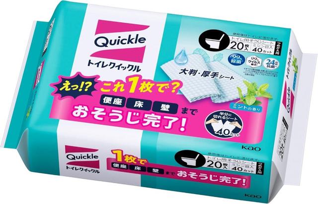 日本 花王 Quickle 馬桶除菌清潔濕紙巾(薄荷清香)20枚入