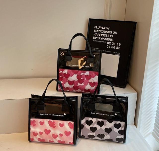 ins半透明桃心大容量手提包(預購)