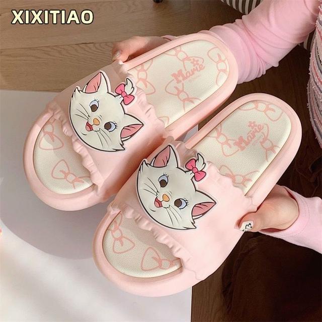 迪士尼可愛花邊瑪麗貓EVA防滑拖鞋(預購)