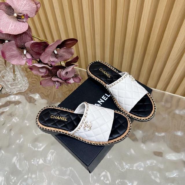 链条系列单品🖤CHANEL🖤香奈儿25K春夏新品 链条双C凉鞋拖鞋/凉鞋
