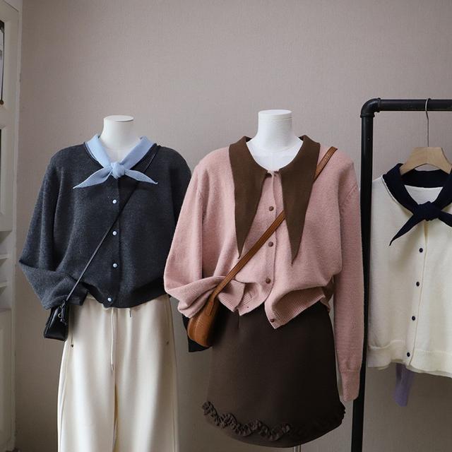 預購 軟糯顯瘦・小香風本命款「一穿直接年輕5歲」甜妹濾鏡撞色蝴蝶結針織衫