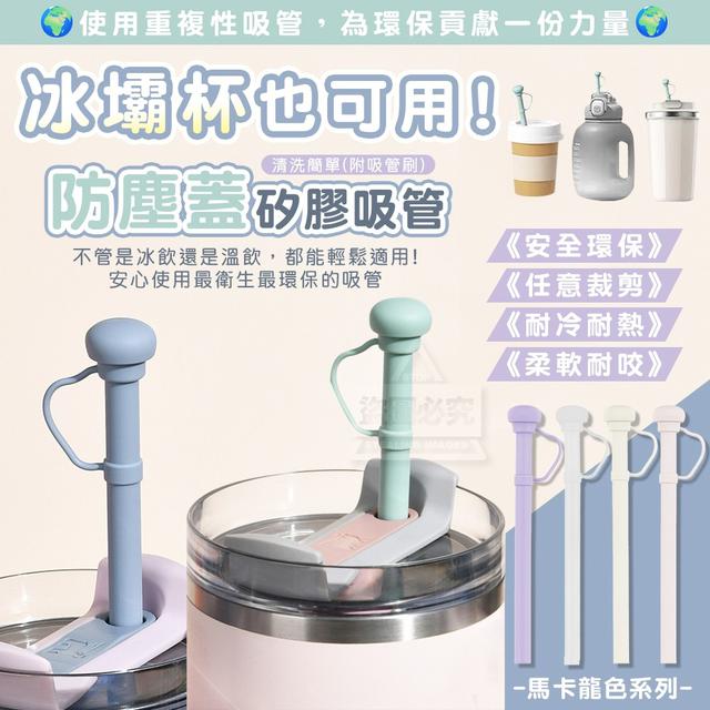 【預購商品】【0509結單】【批發】冰壩杯也可用!馬卡龍防塵蓋矽膠吸管三件組 250507-04