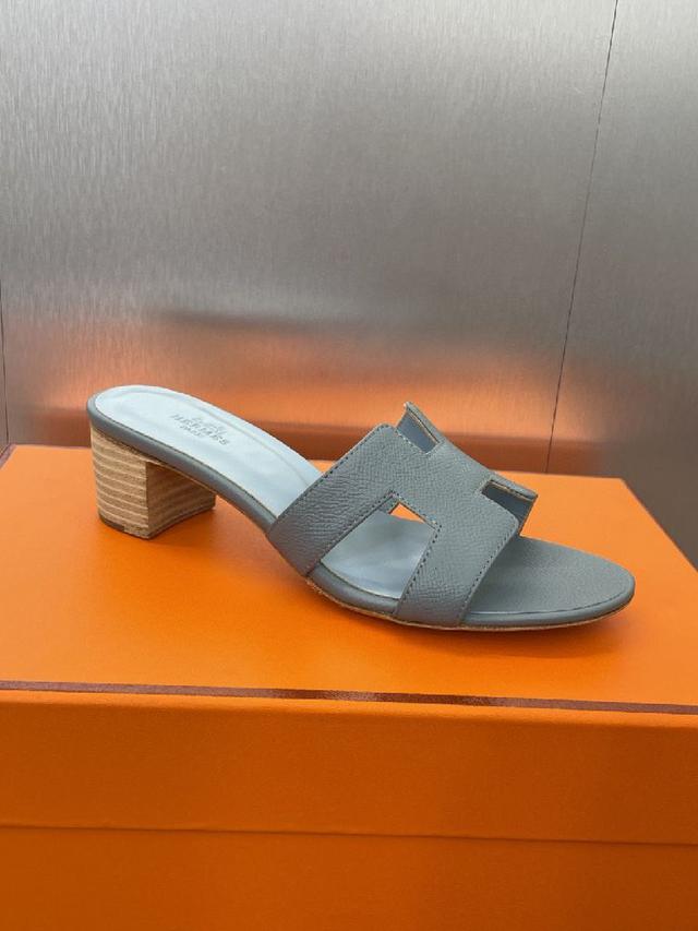 Hermes 春夏经典款 Oran 拼色工字拖女鞋  H家粗跟圆头露趾果