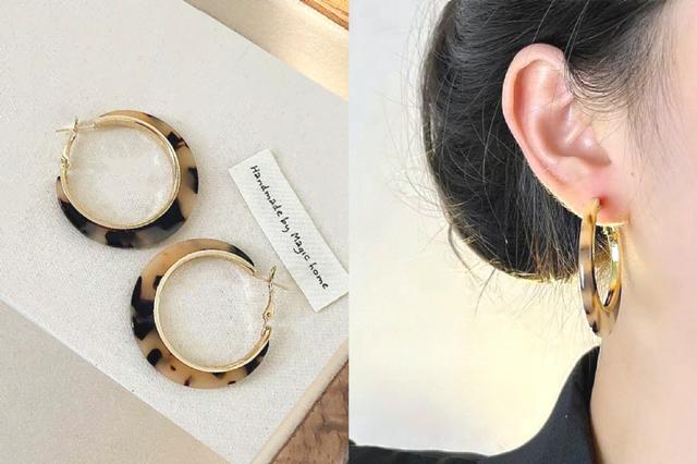 [韓國飾品連線] 正韓S925純銀 個性時尚樹脂豹纹耳圈 📍韓國連線預購收單日：4/19