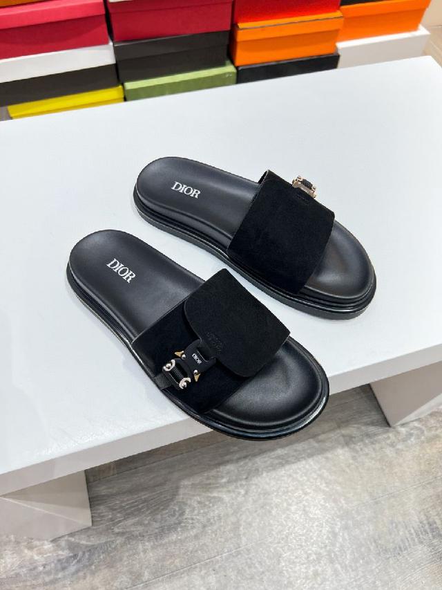 2024ss迪奥最新男款拖鞋必备。 Dior Alias男士真皮拖鞋