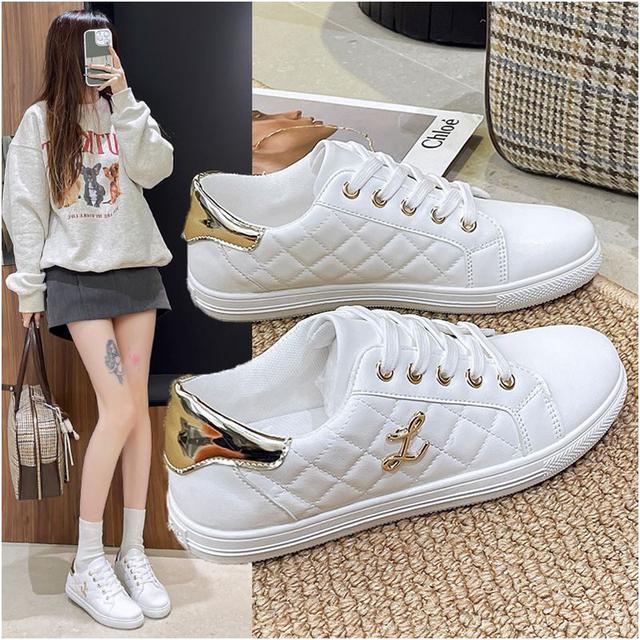 【長期團2025】【預購商品】【批發】韓系大碼 時尚菱格繫帶平底休閒鞋 91608