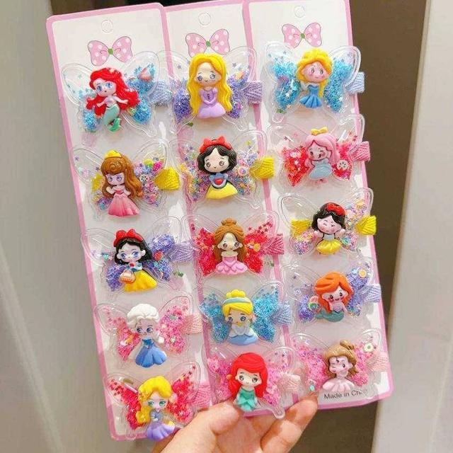 【預購商品】【0429結單】【批發】流沙蝴蝶翅膀兒童髮夾5入 240428-21