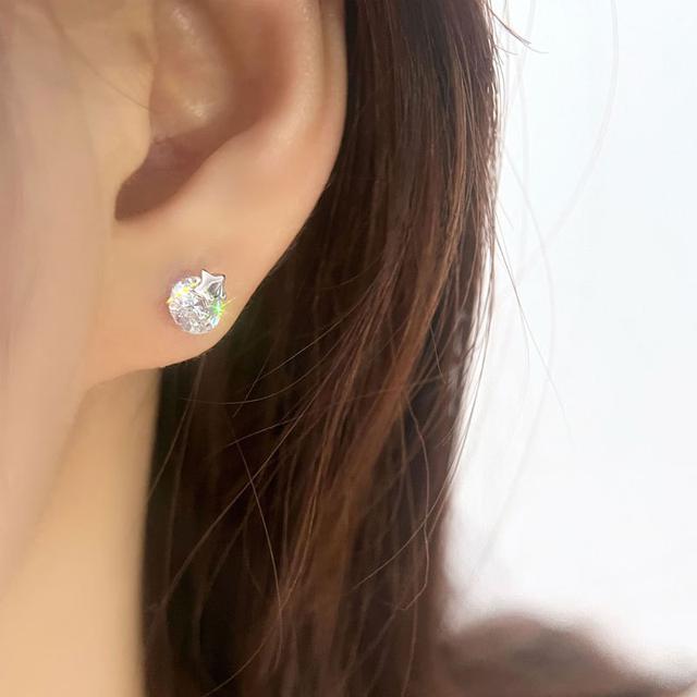 【824】《925純銀》迷妳小星星圓鑽耳環
