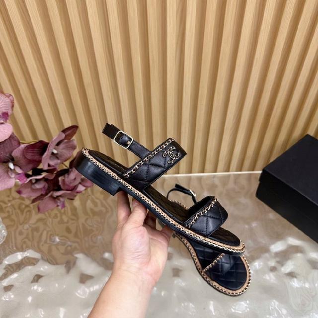 链条系列单品🖤CHANEL🖤香奈儿25K春夏新品 链条双C凉鞋拖鞋/凉鞋