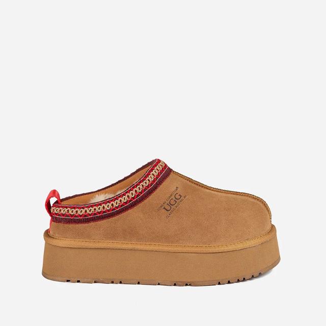 UGG Tazz 民族風厚底低筒雪靴 女 栗子色 真皮羊毛一體短靴