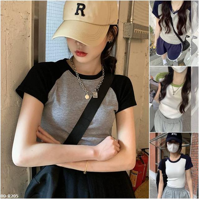 【預購】【0721結單】【批發】夏季拼接撞色短款短袖T恤 R205