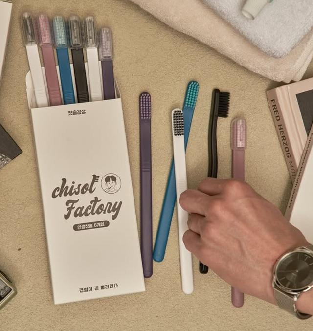 韓國 CHISOL FACTORY 抗菌簡約清潔牙刷 6入組(顏色隨機)