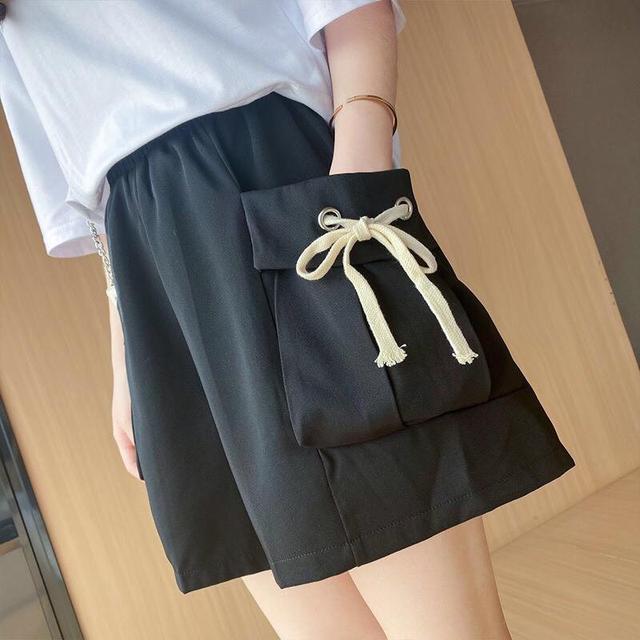 預購：寬鬆大口袋綁帶鬆緊腰休閒短褲S-2XL-1110324（四）